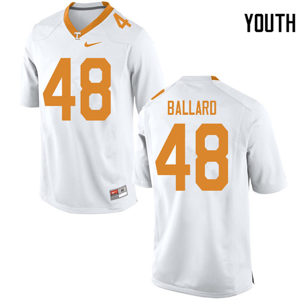 Youth #48 Matt Ballard Tennessee Volunteers College Football Jerseys Sale-White - Click Image to Close